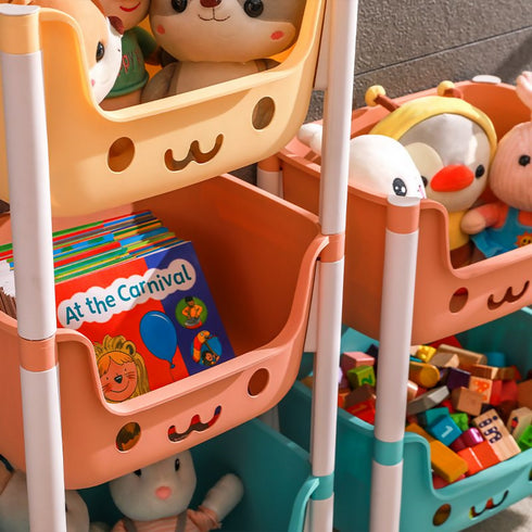 3-Tier Kids Rolling Shelf Organizer - Multicolor